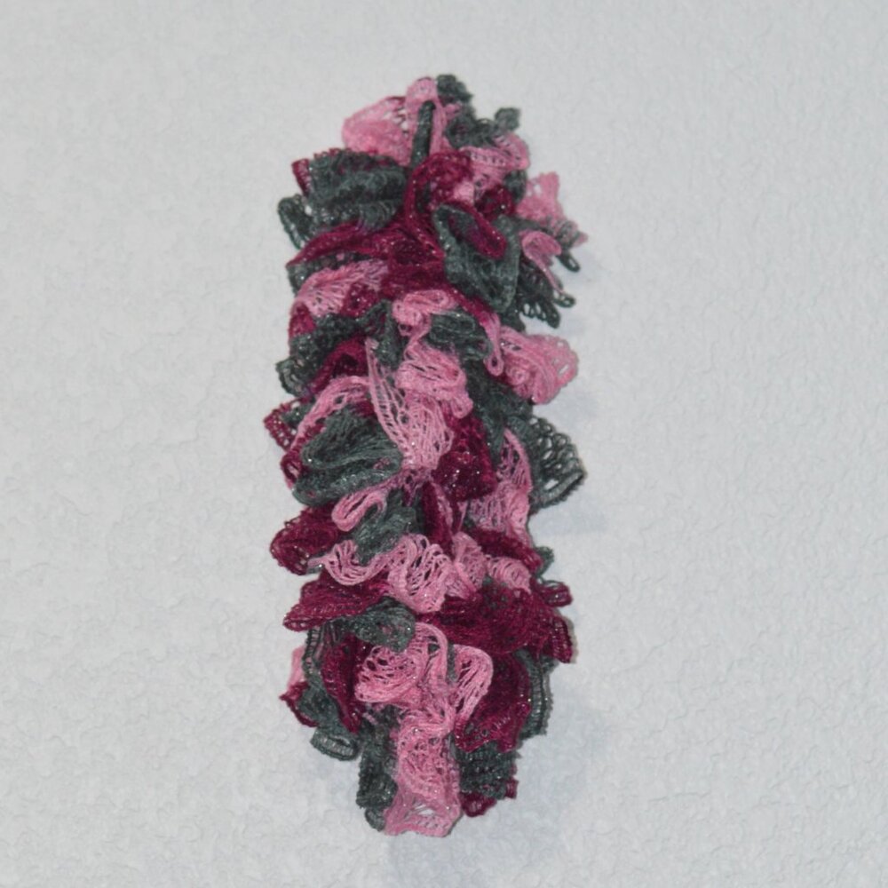 Homemade Marron, Pink, and Grey Ruffle Scarf - Picture 2 of 2